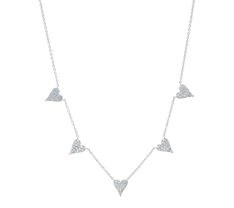 Diamonique x Jennifer Miller Heart Station Necklace, Sterling — View 2