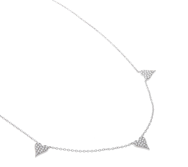 Diamonqiue x Jennifer Miller 3 Heart Dangle Necklace, Sterling — View 2