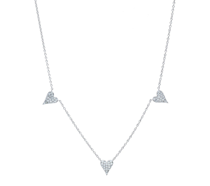 Diamonqiue x Jennifer Miller 3 Heart Dangle Necklace, Sterling — View 3
