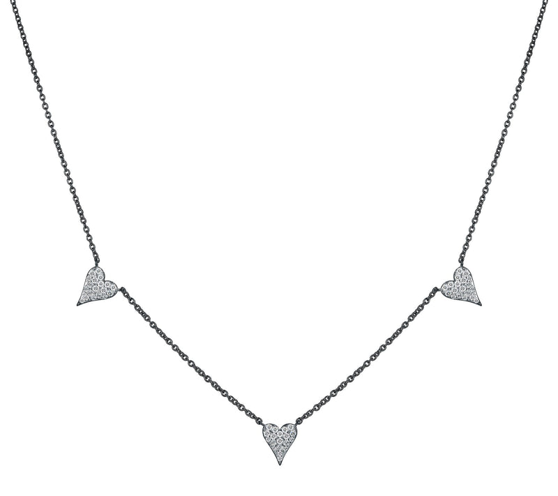Diamonqiue x Jennifer Miller 3 Heart Dangle Necklace, Sterling — View 10