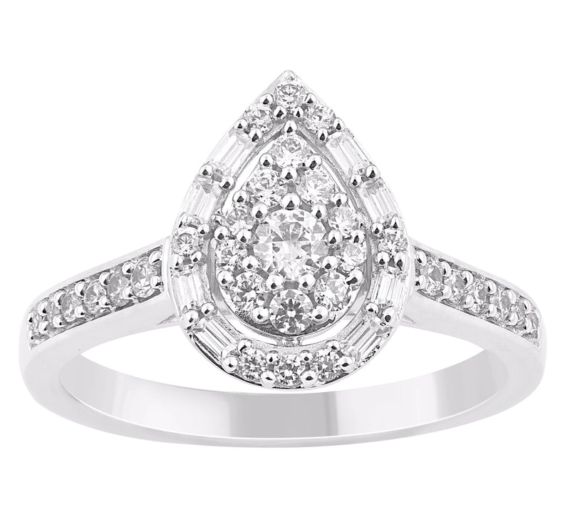 Affinity Diamonds 0.50 cttw Tear Drop Ring, Sterling Silver — Main view