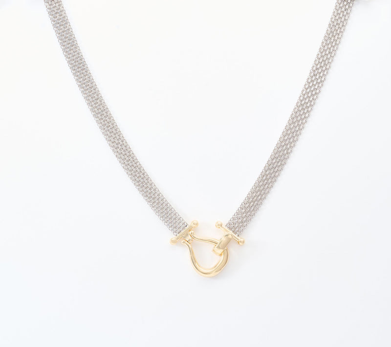 Silver Style Mesh Chain w/ Buckle Clasp 18" Necklace — Main view