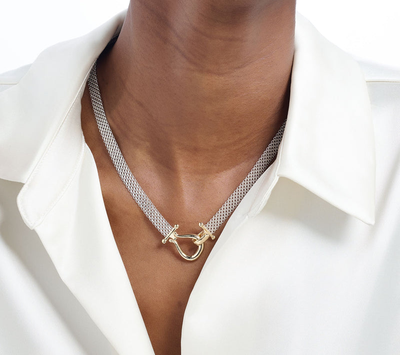 Silver Style Mesh Chain w/ Buckle Clasp 18" Necklace — View 4