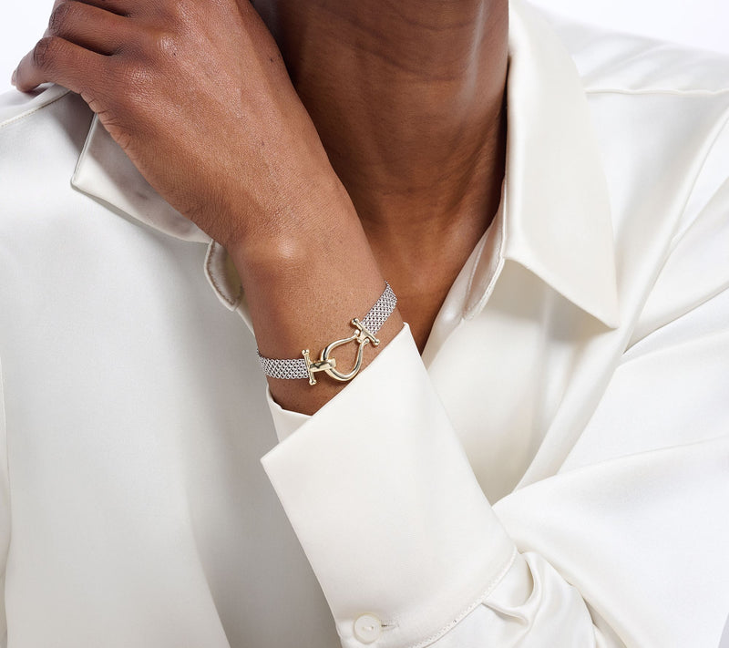 Silver Style Mesh Chain w/ Buckle Clasp Bracelet — View 4
