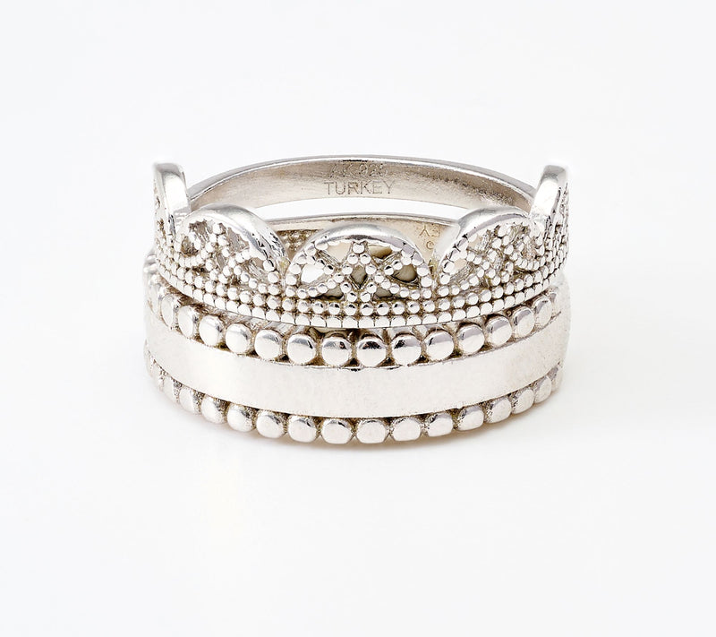 Silver Style Fancy Stack Ring Set — View 3