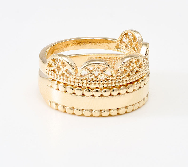 Silver Style Fancy Stack Ring Set — View 11