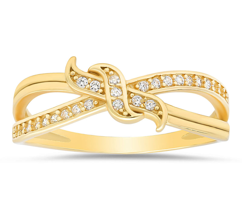 Diamonique Love Knot Crossover Ring, Sterling Silver — View 6