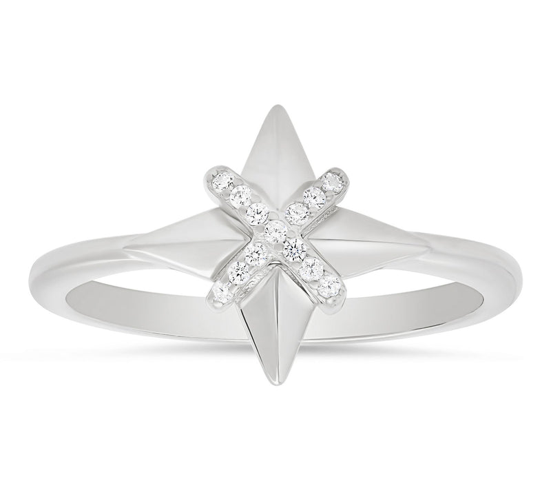 Diamonique Pave North Star Ring, Sterling Silver — View 5