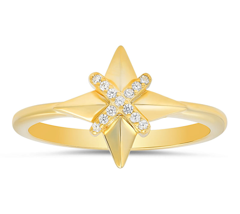 Diamonique Pave North Star Ring, Sterling Silver — View 6