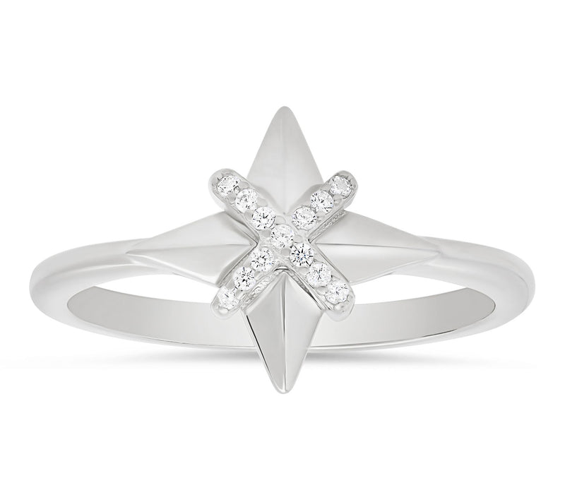 Diamonique Pave North Star Ring, Sterling Silver — Main view