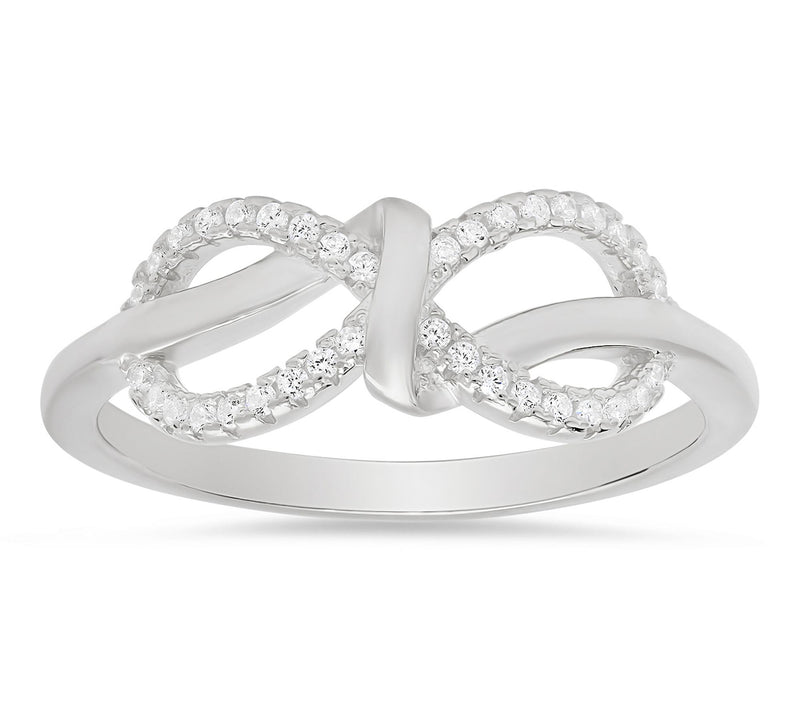 Diamonique Infinity Love Knot Ring, Sterling Silver — View 5