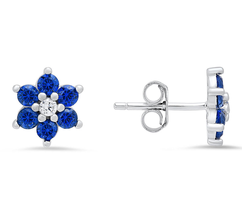 Diamonique Petite Floral Stud Earrings, Sterling Silver — View 5