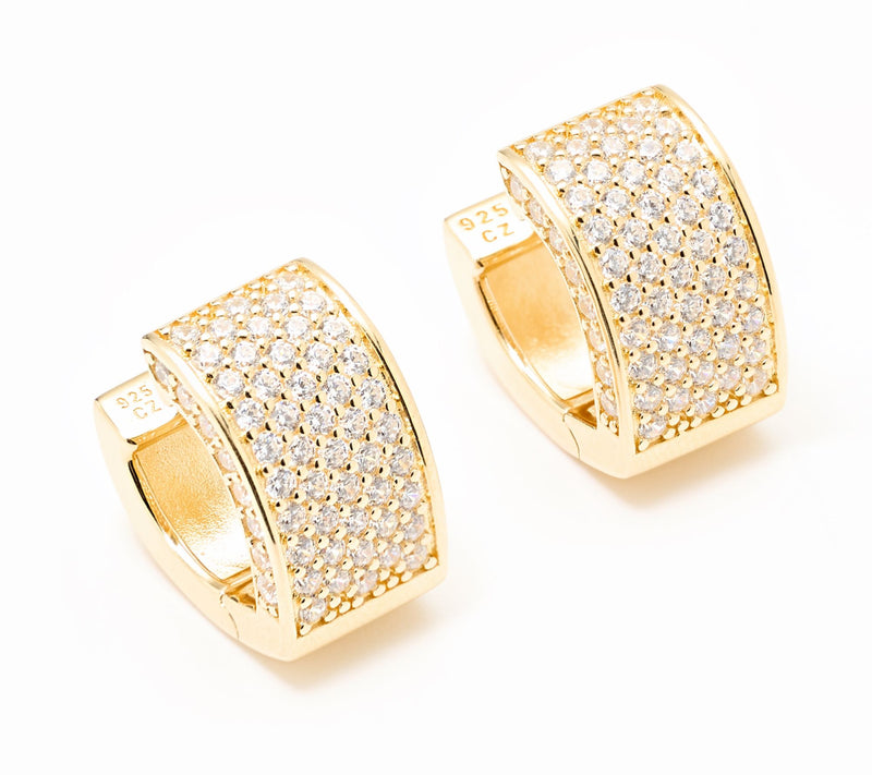 Diamonique Classics Pave V-Shaped Huggie Earrings Sterling Silver — View 5