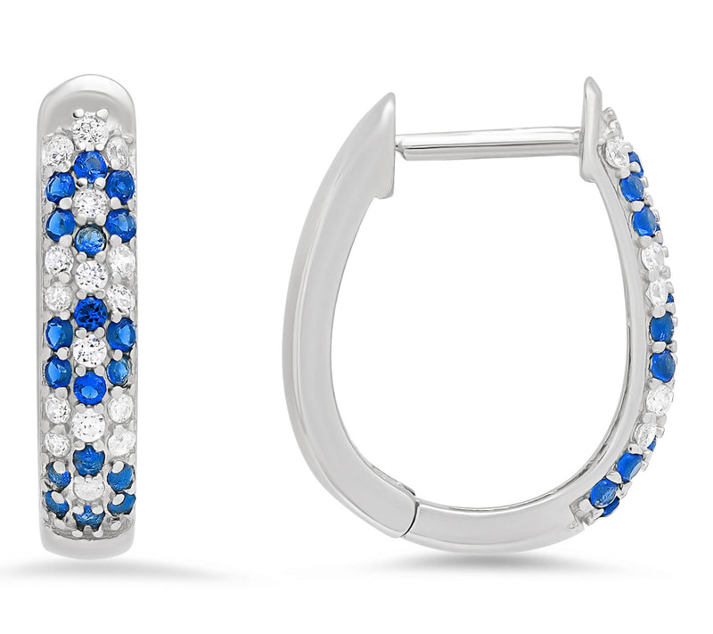 Diamonique Floral Hinged Hoop Earrings, Sterling Silver — Main view