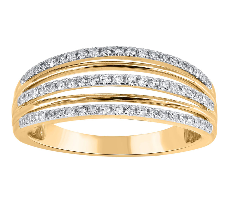 Affinity Diamonds 0.30 cttw Triple Band Ring, 14K Gold — View 3