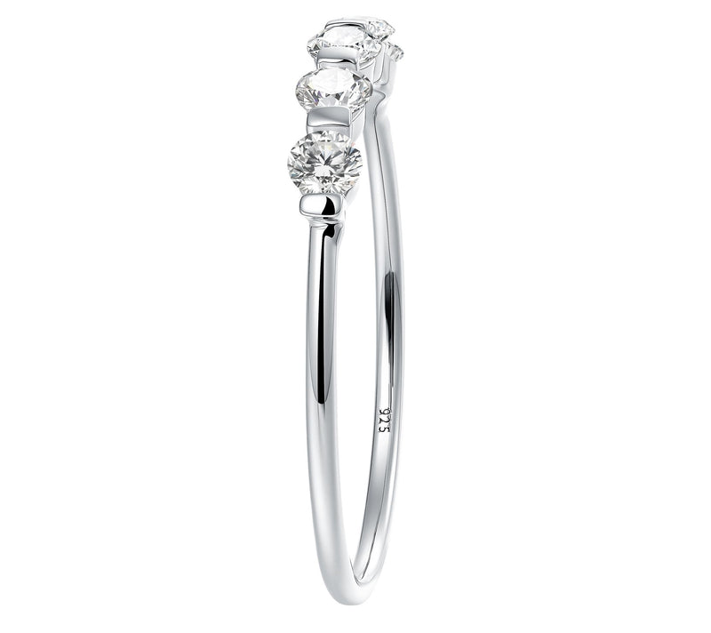 Fire Light Lab Grown Diamond 5-Stone Band Ring,Sterling — View 8