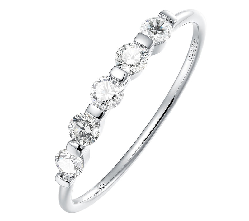 Fire Light Lab Grown Diamond 5-Stone Band Ring,Sterling — View 3