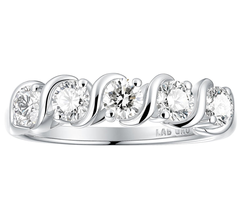 Fire Light Lab Grown Diamond 5-Stone Ring, Sterling Silver — View 4