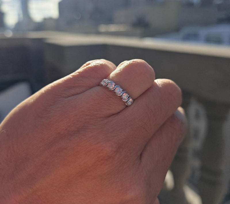 Fire Light Lab Grown Diamond 5-Stone Ring, Sterling Silver — View 5