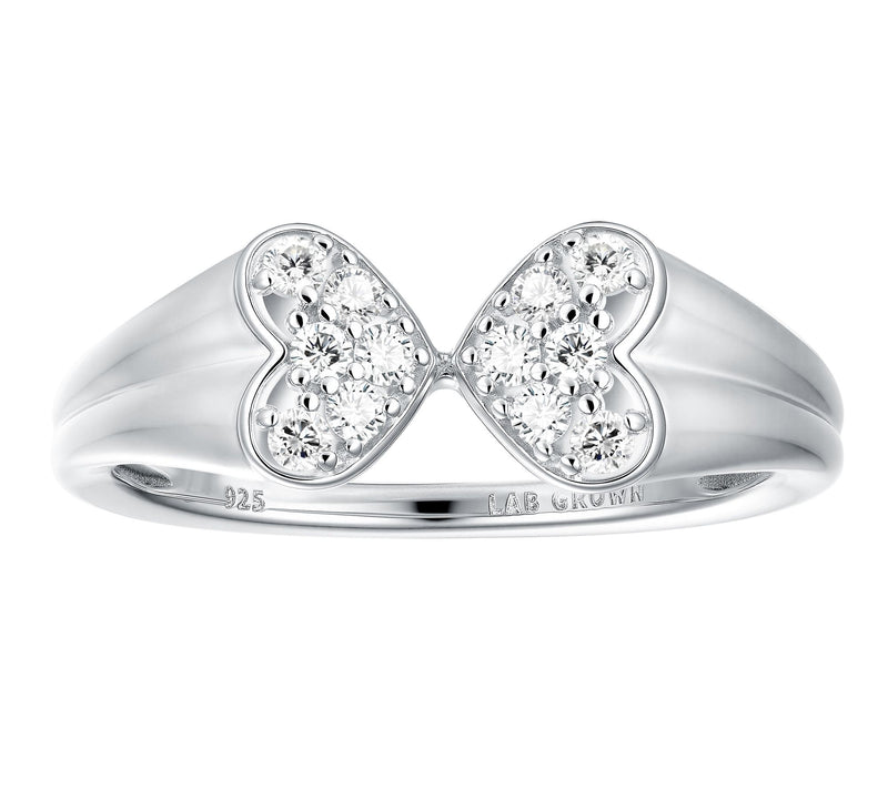 Fire Light Lab Grown Diamond Pave Heart Cuff Ring, Sterling — View 4