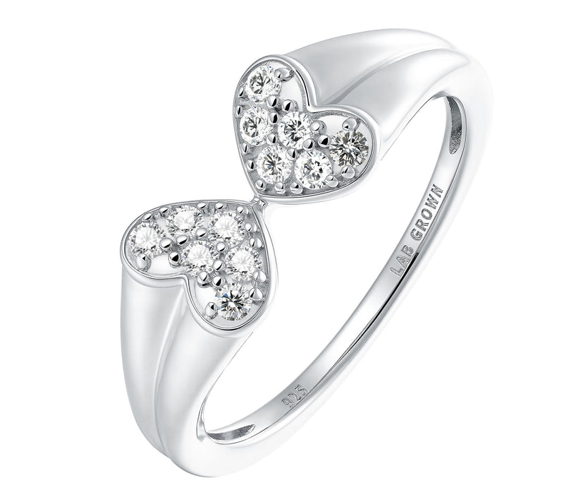 Fire Light Lab Grown Diamond Pave Heart Cuff Ring, Sterling — Main view