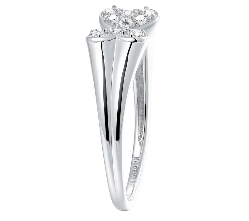 Fire Light Lab Grown Diamond Pave Heart Cuff Ring, Sterling — View 6