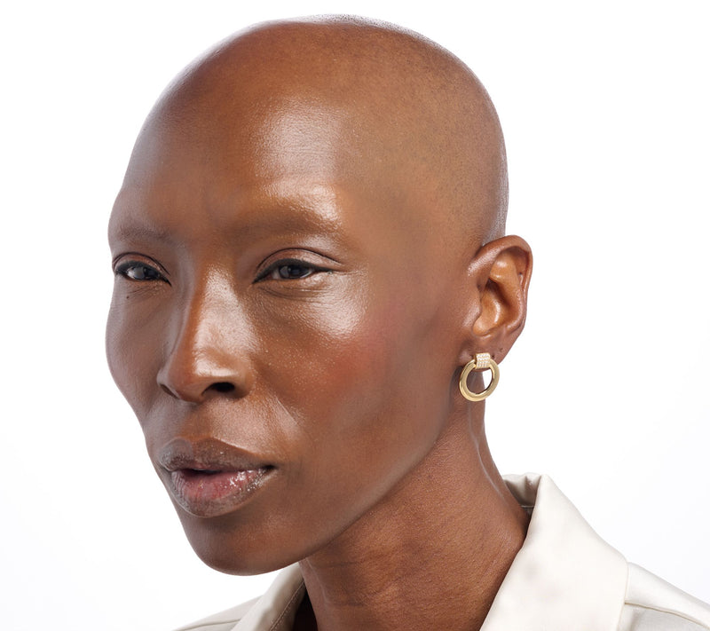 Diamonique Italia Bronze Circle Statement Earrings — View 4