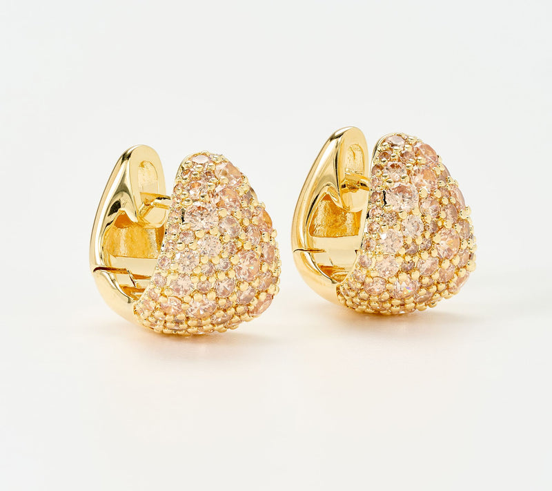 Diamonique Italia Bronze Bold Pave Huggie Earrings — View 8