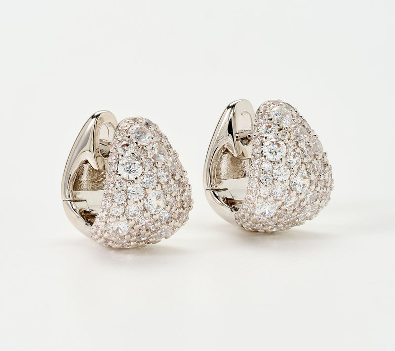 Diamonique Italia Bronze Bold Pave Huggie Earrings — View 9