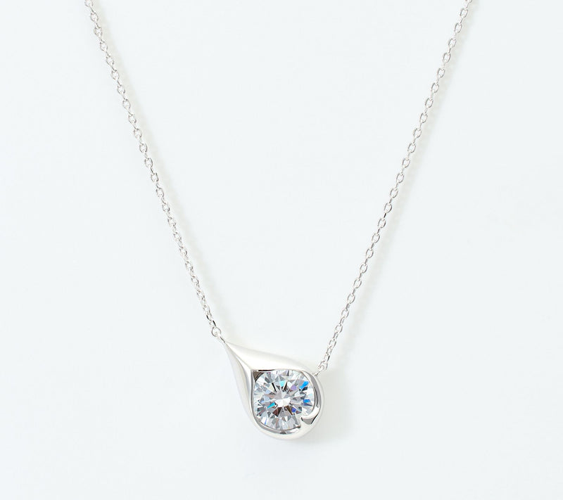 Diamonique Teardrop Necklace, Sterling Silver — View 7