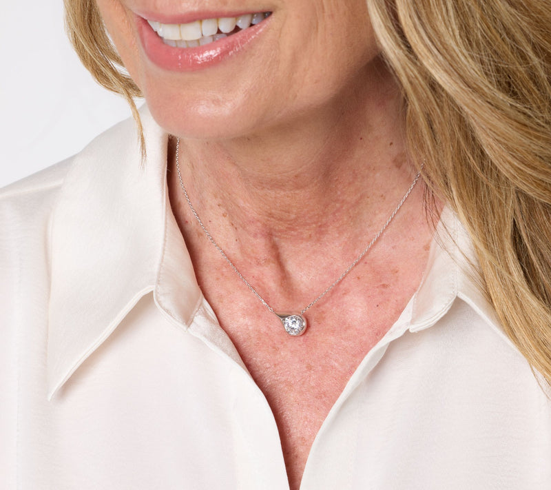 Diamonique Teardrop Necklace, Sterling Silver — View 4