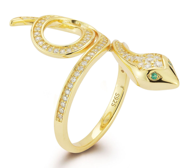 Sterlina Silver Pave Twisty Snake Ring, Sterling — View 2
