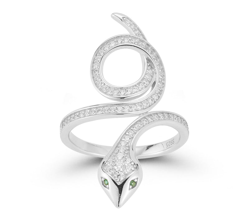 Sterlina Silver Pave Twisty Snake Ring, Sterling — View 8