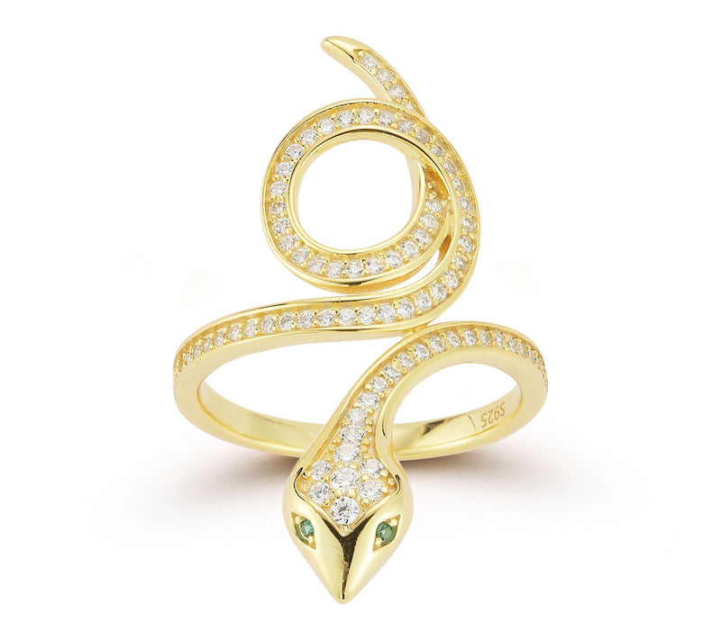 Sterlina Silver Pave Twisty Snake Ring, Sterling — Main view