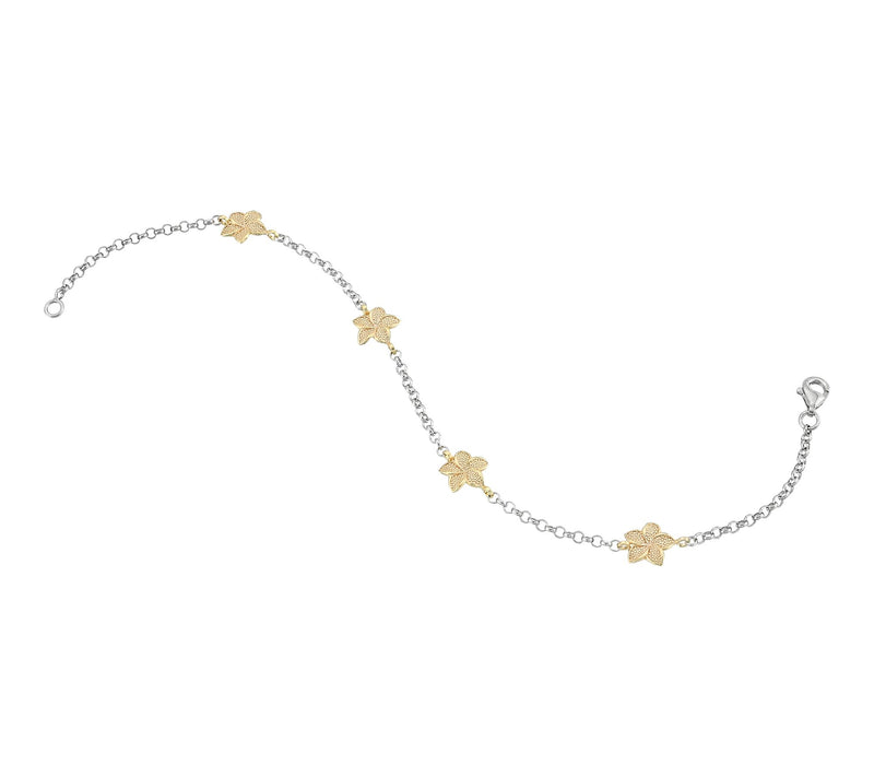 Silver Style Two-Tone Forget-Me-Not Bracelet, Sterling Silver — Main view