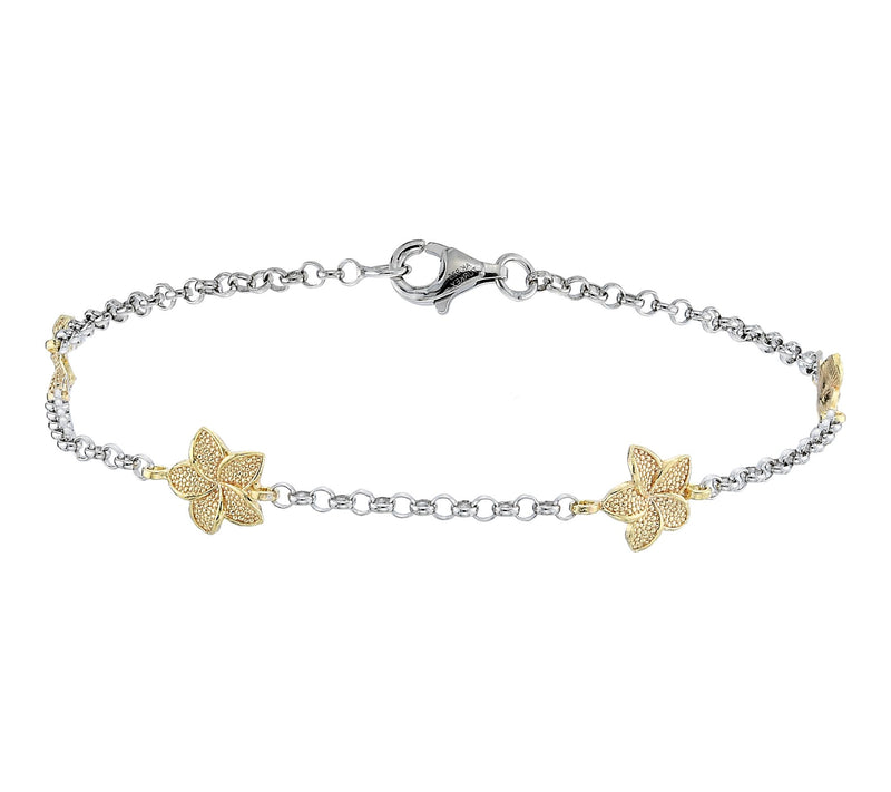 Silver Style Two-Tone Forget-Me-Not Bracelet, Sterling Silver — View 2