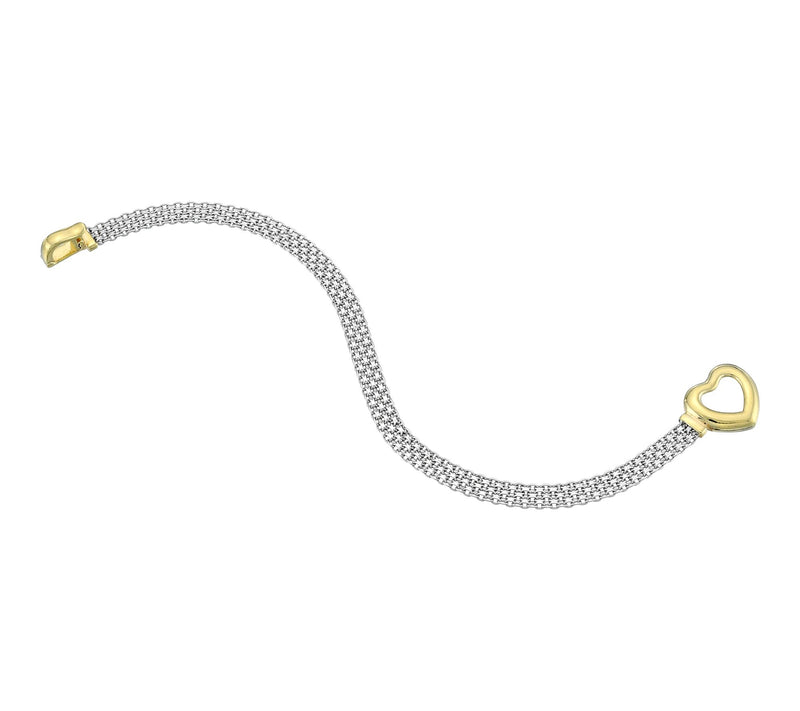 Silver Style Two-Tone Heart Clasp Bismark  Bracelet, Sterling — View 3
