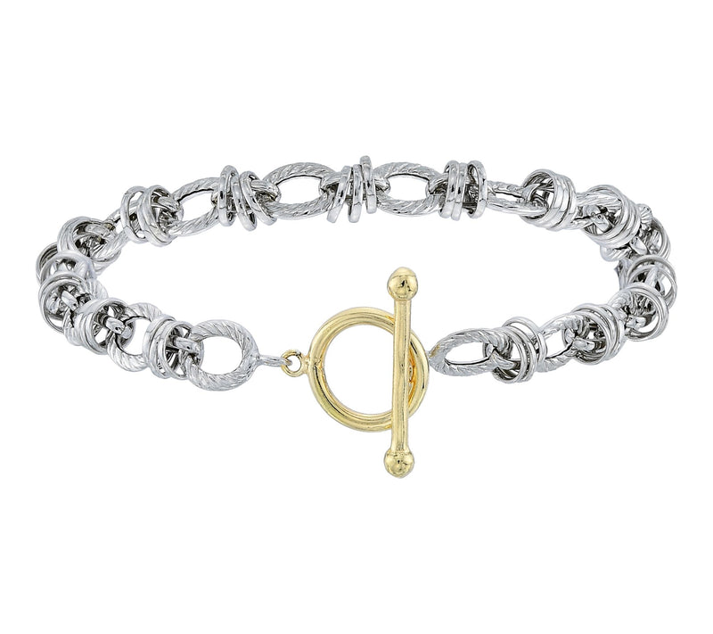 Silver Style Two-Tone Status Link Toggle Bracelet, Sterling — Main view