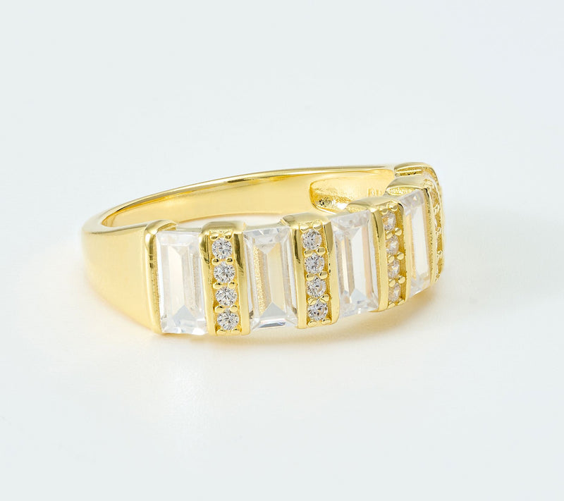 Diamonique Stone Play Band Ring, Sterling Silver — View 8