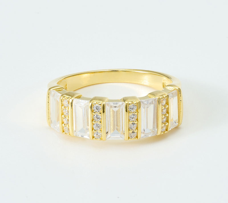 Diamonique Stone Play Band Ring, Sterling Silver — View 2