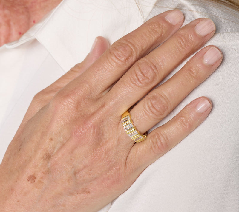 Diamonique Stone Play Band Ring, Sterling Silver — View 4