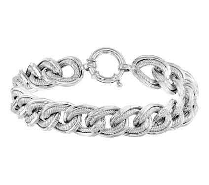 Silver Style Twisted Rope Curb Link Bracelet, S terling