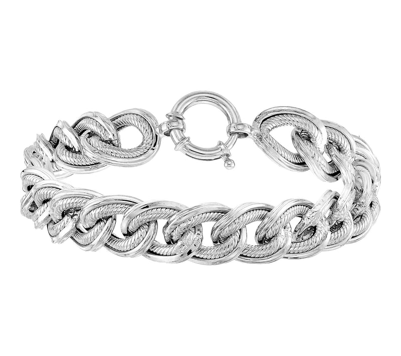 Silver Style Twisted Rope Curb Link Bracelet, S terling — Main view