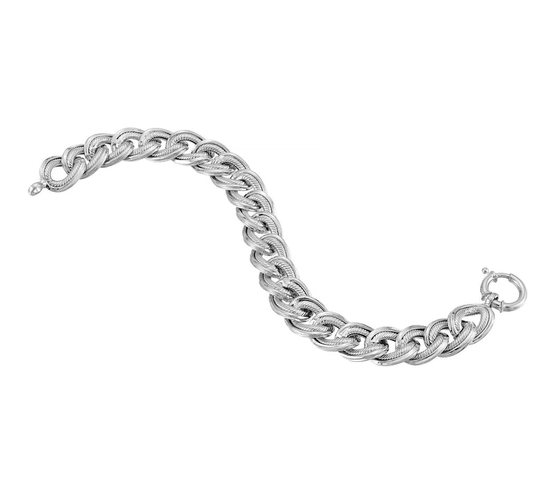 Silver Style Twisted Rope Curb Link Bracelet, S terling — View 2