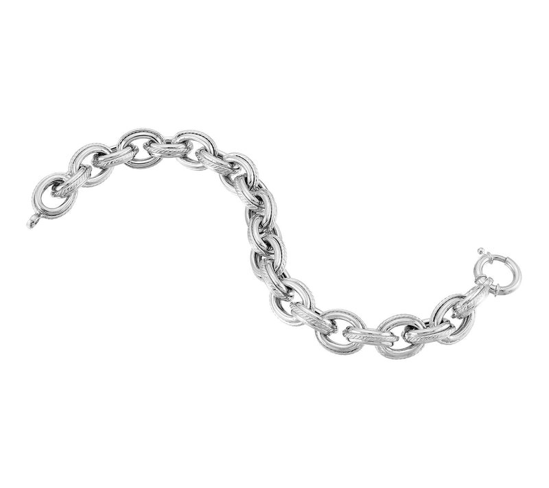Silver Style Textured Rope Chain Bracelet, Ster ling — View 5