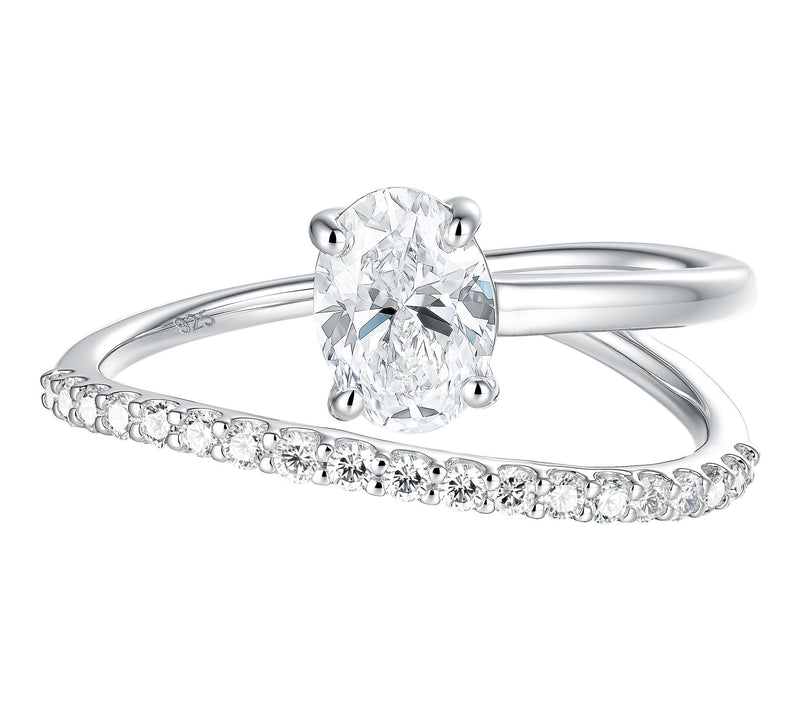 Fire Light Lab Grown Diamond 0.90 cttw Bypass Ring, Sterling — Main view