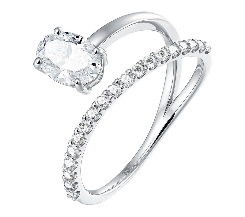 Fire Light Lab Grown Diamond 0.90 cttw Bypass Ring, Sterling — View 3