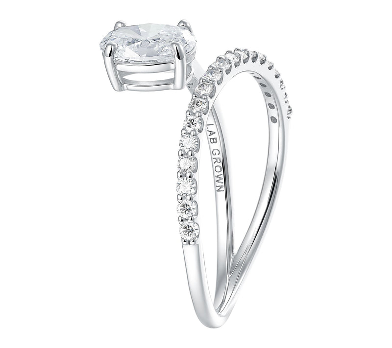 Fire Light Lab Grown Diamond 0.90 cttw Bypass Ring, Sterling — View 4