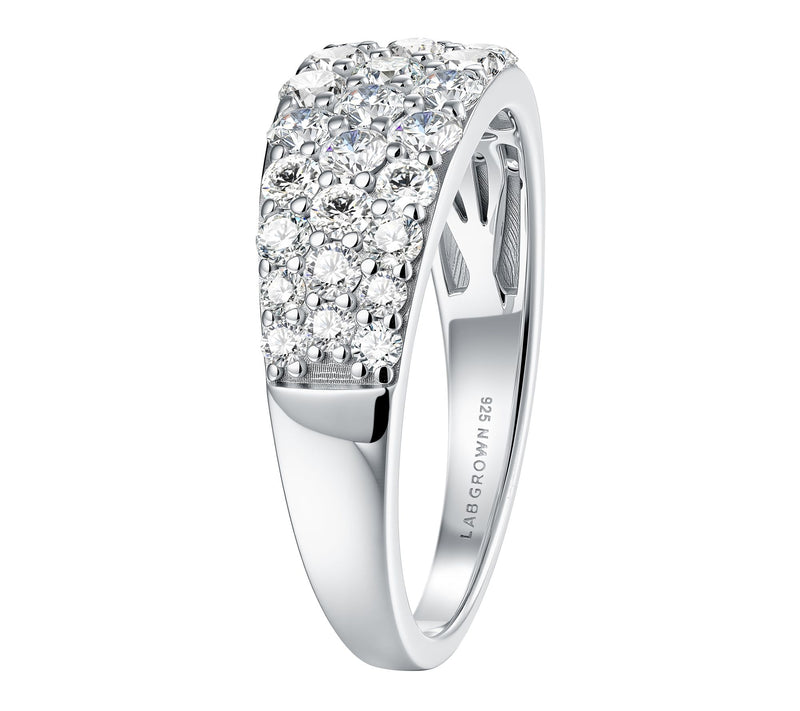 Fire Light Lab Grown Diamond 3-Row Band Ring, Sterling Silver — View 4