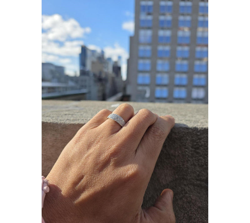 Fire Light Lab Grown Diamond 3-Row Band Ring, Sterling Silver — View 2